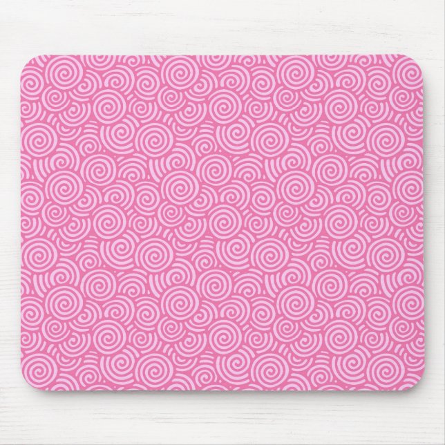 Mousepad Padrão de espiral japonês - cor-de-rosa menta mole (Frente)