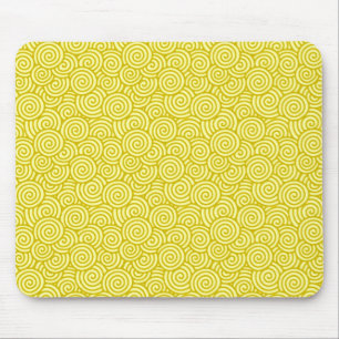 Mousepad Padrão de espiral japonês - mostarda e amarelo c