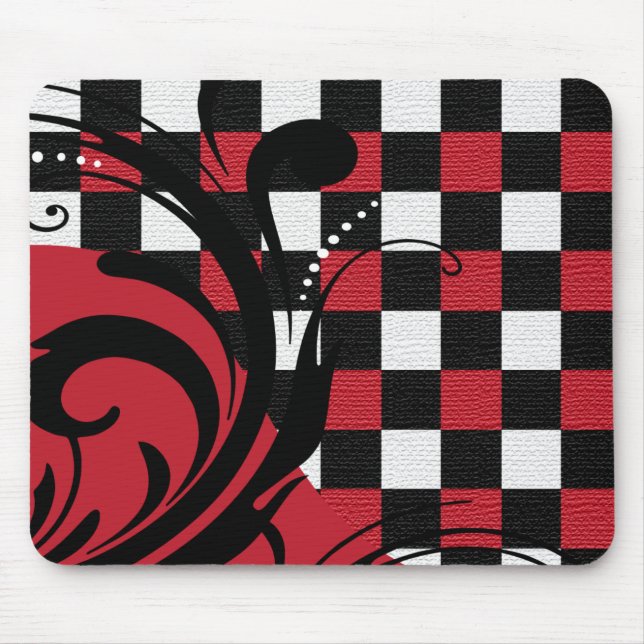 Mousepad Padrão de espiral verificado | Vermelho escuro, br (Frente)