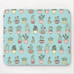Mousepad Padrão De Estilo Desenhado À Mão De Cactus Colo