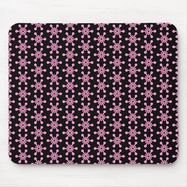 Mousepad Padrão de estrela - Rosa em preto (Frente)