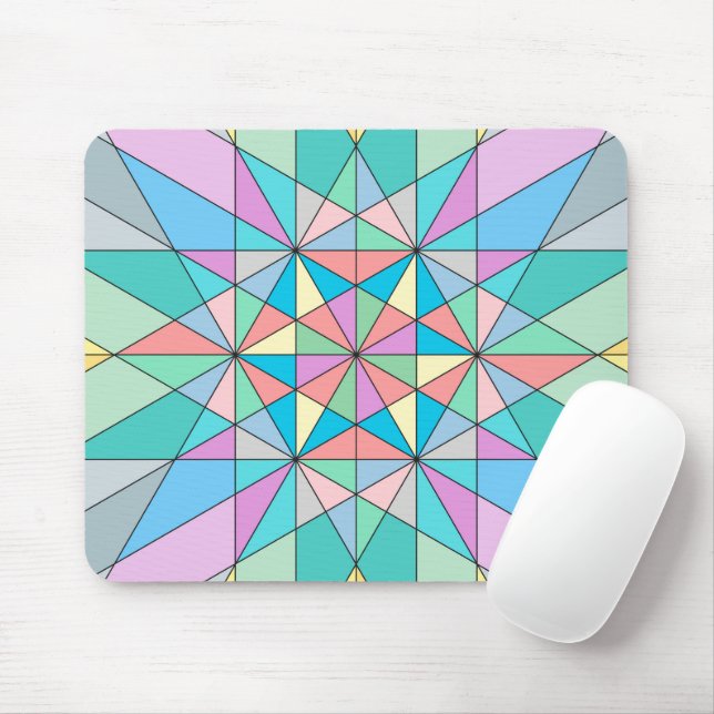 Mousepad Padrão de Estrela Triangular em Mosaico Pastel Col (Com mouse)