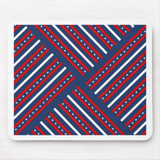 Mousepad padrão de estrelas azul-brancas patriotas (Frente)