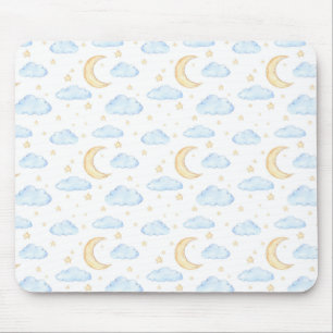 Mousepad Padrão de estrelas e nuvens de aquarela