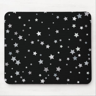 Mousepad Padrão de Estrelas Prateadas Cujas   Qualquer cor 