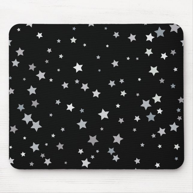 Mousepad Padrão de Estrelas Prateadas Cujas | Qualquer cor  (Frente)