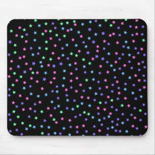 Mousepad Padrão de estrelas roxas cor-de-rosa azul verde