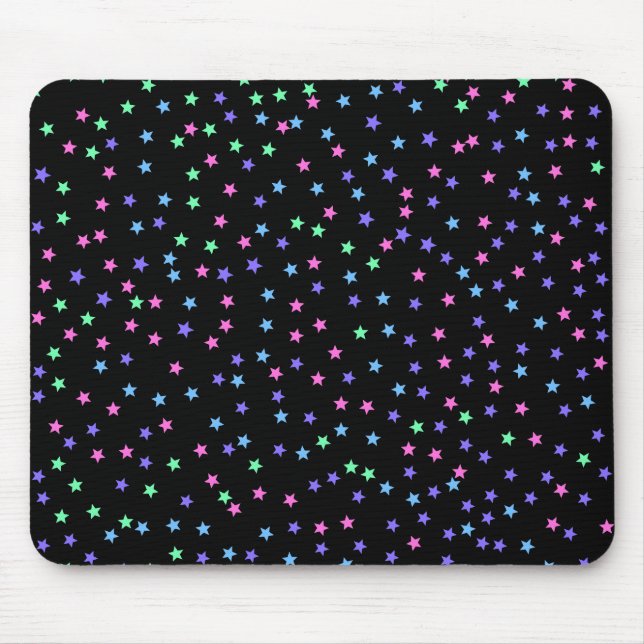 Mousepad Padrão de estrelas roxas verde-rosa cor-de-rosa (Frente)