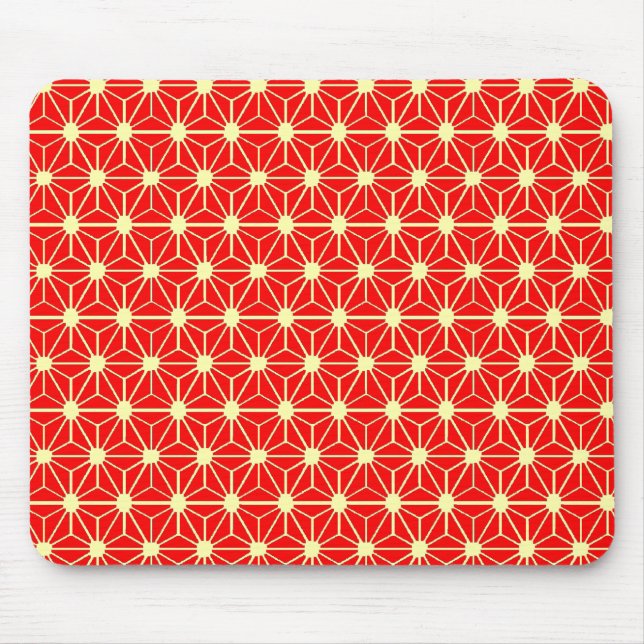 Mousepad padrão de estrelas vermelhas com linha amarela (Frente)