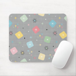 Mousepad Padrão de Explosões Atômicas com Estrelas Retro Di