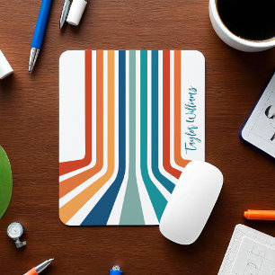 Mousepad Padrão de faixas de curvas Legal com nome