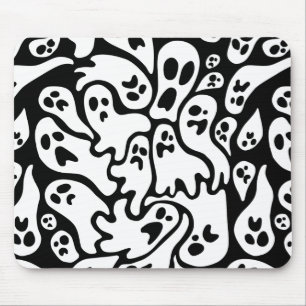 Mousepad Padrão de Fantasma Preto e Branco
