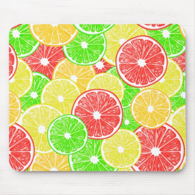 Mousepad Padrão de fatias de limão, laranja, toranja e limã (Frente)
