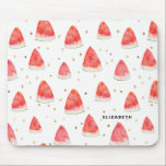 Mousepad Padrão de Fatias de Melancia de Aquarela Personali<br><div class="desc">Mousepad Whimsical e boêmico com fatias de melancia de aquarela. Personalizado adicionando seus próprios detalhes. Isso será perfeito como presente. Esse design está disponível em uma variedade de produtos.</div>