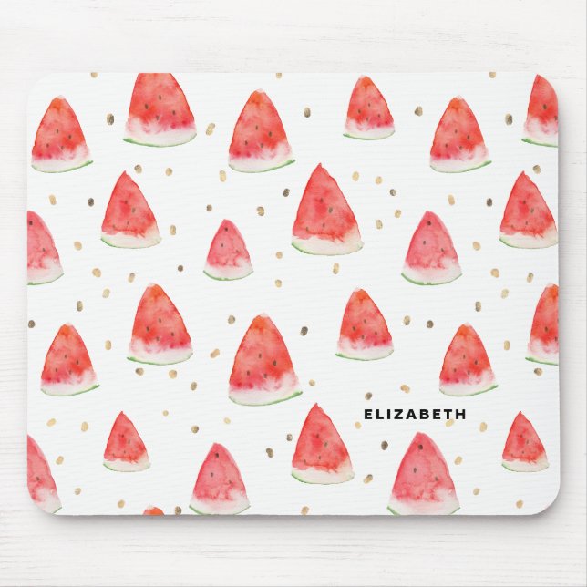 Mousepad Padrão de Fatias de Melancia de Aquarela Personali (Frente)