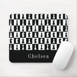 Mousepad Padrão de Figuras de Xadrez Preto e Branco