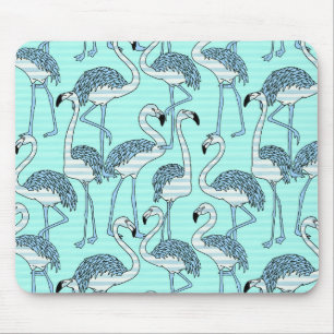 Mousepad Padrão de Flamingos Turquoise Striped Quirky