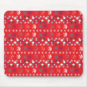 Mousepad Padrão de floco de neve de Natal Vermelho Moderno