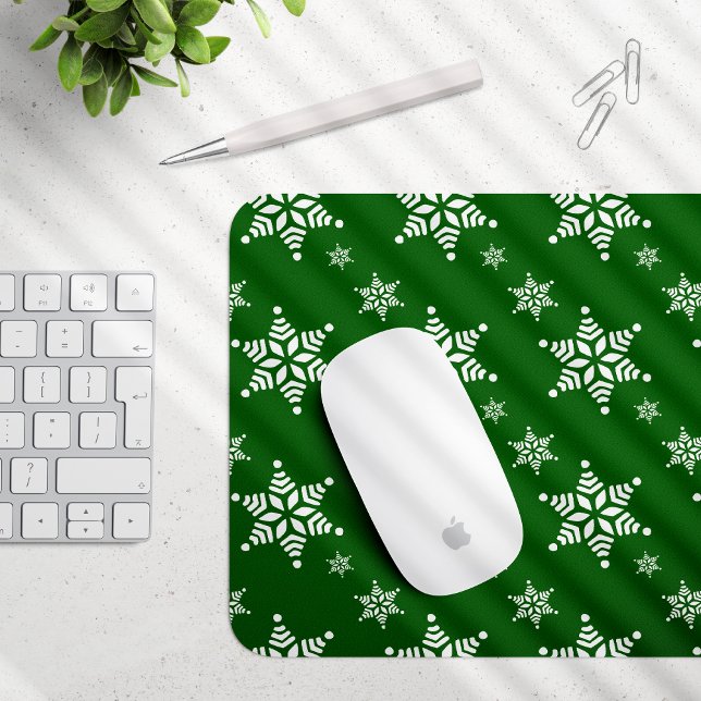 Mousepad Padrão de Floco de Neve, Flocos de Neve Brancos, N (Criador carregado)