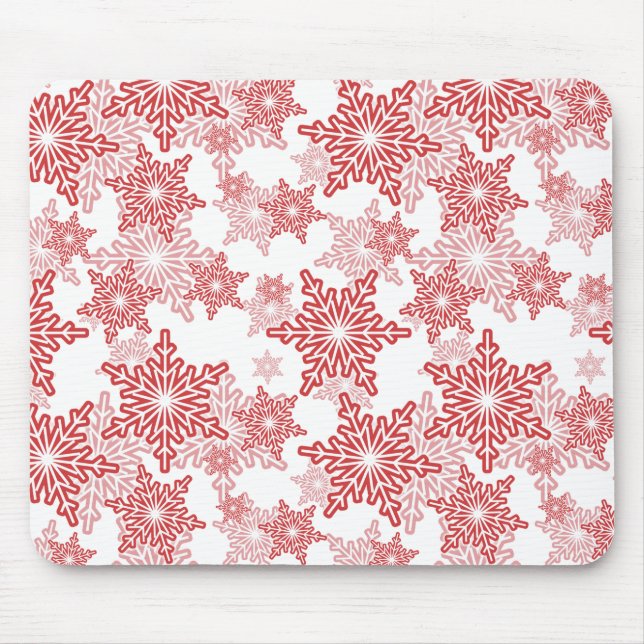Mousepad Padrão de Floco de Neve Vermelho e Branco Invisíve (Frente)