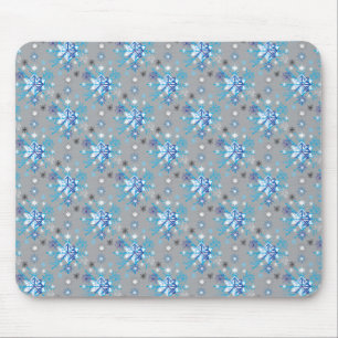 Mousepad Padrão de Flocos de Neve de cinzas modernas e azui