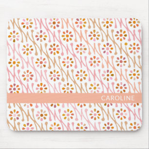 Mousepad Padrão de Flor Bonito Terrestre Boho Personalizad