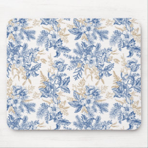 Mousepad Padrão de Flor da Vintagem Azul