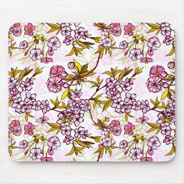 Mousepad Padrão de Flor de Cerejeira  (Frente)