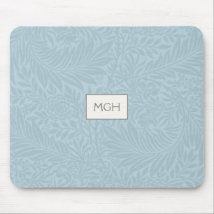 Mousepad Padrão de Flor de Delphinium Azul Vintage Monogram