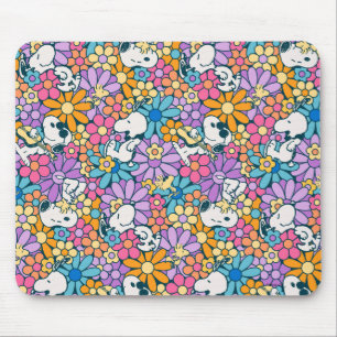 Mousepad Padrão de Flor de Esnoopia e Woodstock