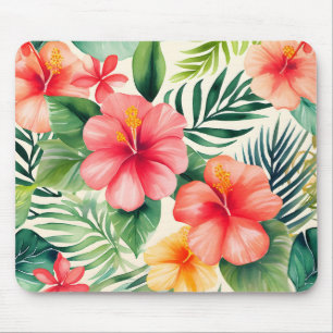Mousepad Padrão de Flor de hibisco tropical