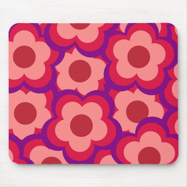 Mousepad Padrão de Flor de Hippie Retro de Cor Negrito (Frente)