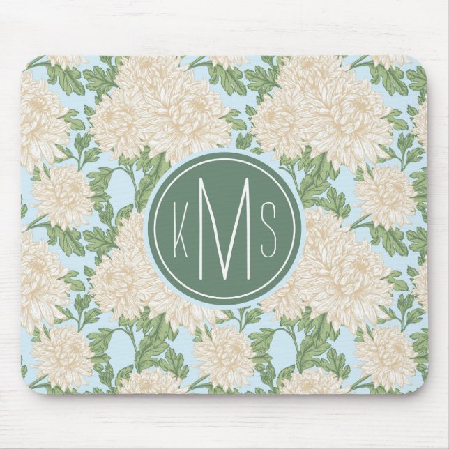 Mousepad Padrão de Flor de Mãe do Jardim Branco (Frente)