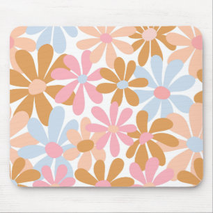 Mousepad Padrão de Flor de Margarida Groovy Pastel Retro
