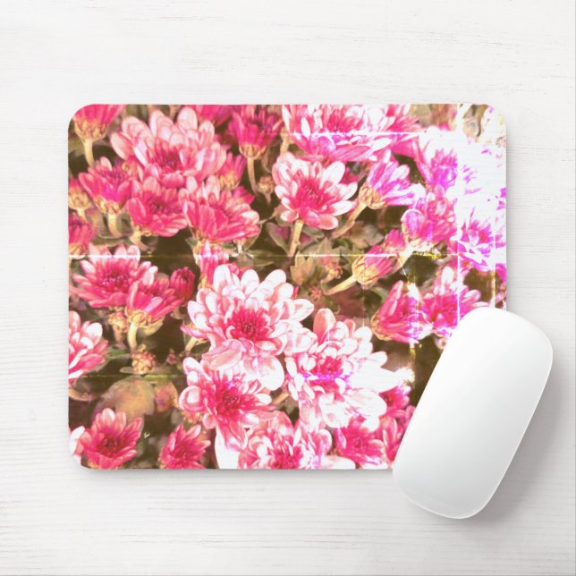 Mousepad Padrão de Flor de Rosa – Design Botânico Suave (Com mouse)