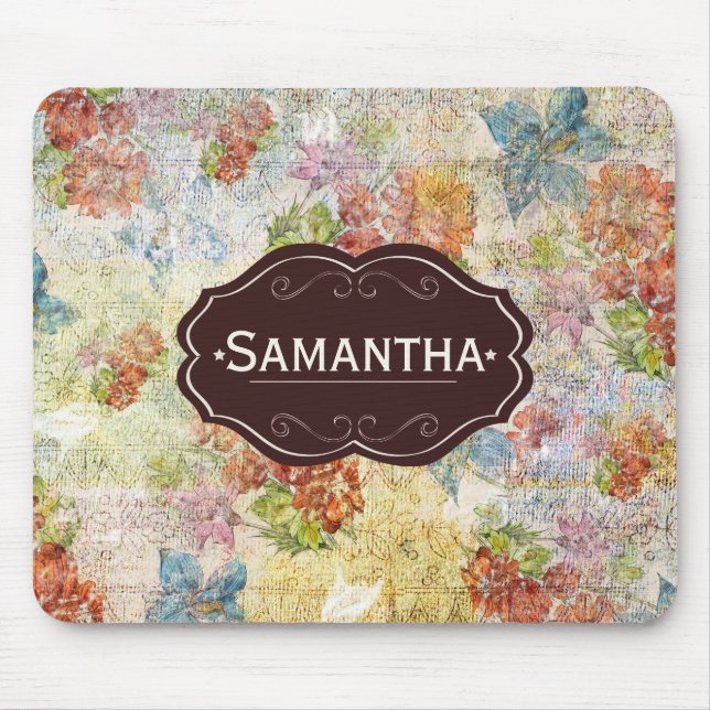 Mousepad Padrão de Flor Distinto Vintage Personalizado (Frente)