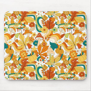 Mousepad Padrão de Flor do Cogumelo Retroativo