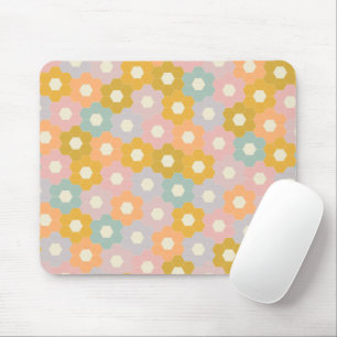 Mousepad Padrão de Flor do Hexágono Moderno Vintage em Pa