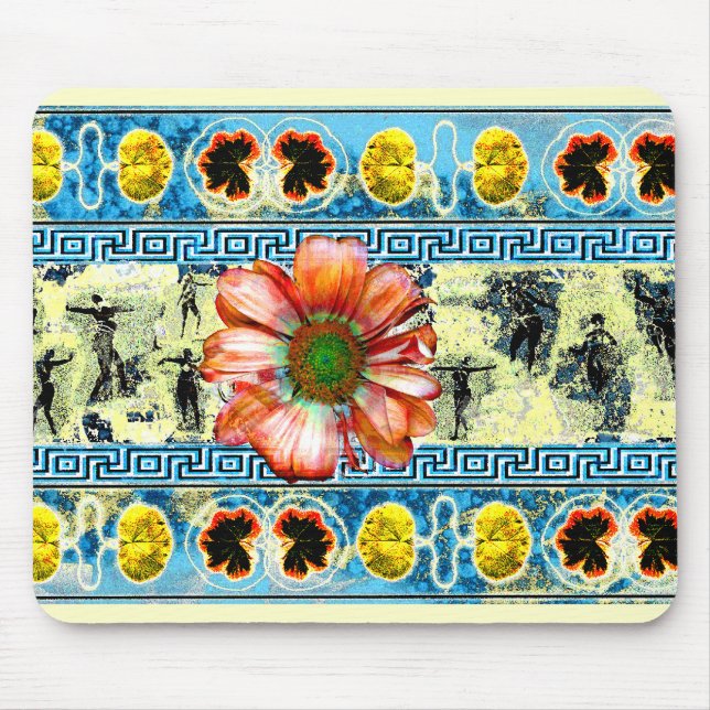 Mousepad Padrão de Flor e Folhas da Dança Antiga (Frente)