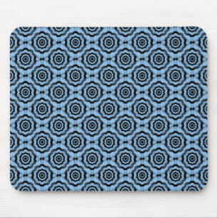Mousepad Padrão de Flor Preto Azul Invisível
