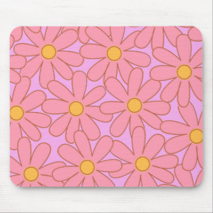 Mousepad Padrão de Flor Simples, Floral Púrpura, de pré-dis