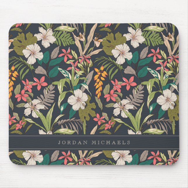 Mousepad Padrão de Flor Tropical Colorida (Frente)