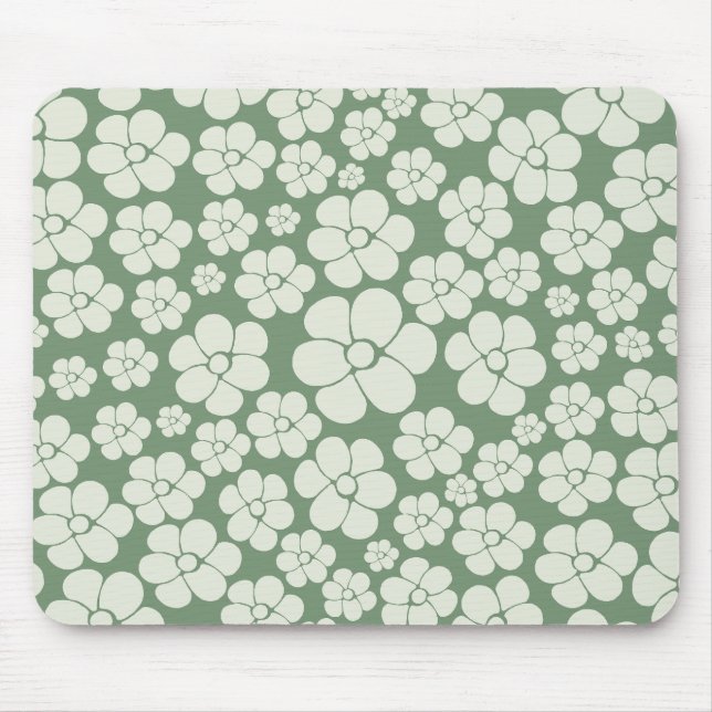 Mousepad Padrão de Flor - Verde (Frente)