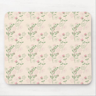 Mousepad Padrão de Flor Verde Rosa Y2K 70s Rosa Verde