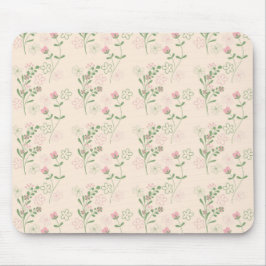 Mousepad Padrão de Flor Verde Rosa Y2K 70s Rosa Verde