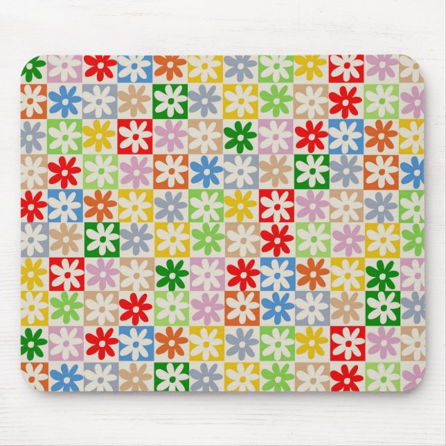 Mousepad Padrão de Flor Verificado com Aestesia Colorida (Frente)