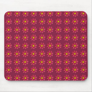 Mousepad Padrão de Flor Vermelho Plasticina na Borgonha