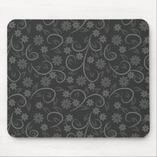 Mousepad Padrão de flores cinzas fofas