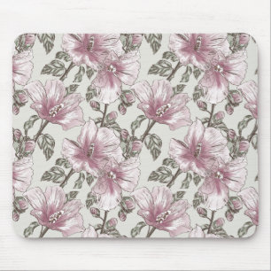 Mousepad Padrão de Flores de Hibiscus Rosa Mudada