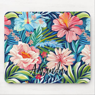 Mousepad Padrão de Flores de Verão Tropical Floral Bonito